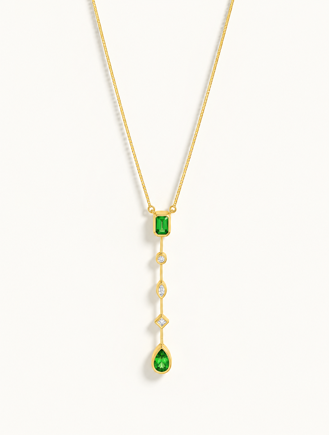 Tsavorite and Diamond Drop Necklace