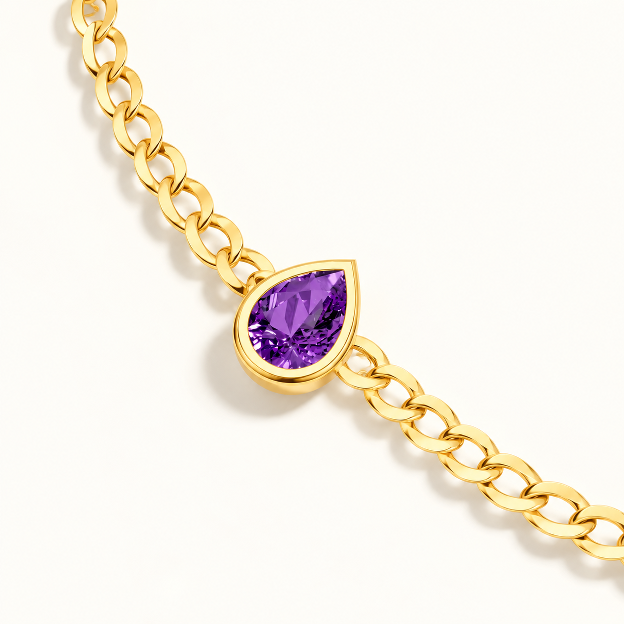 Pear Amethyst Curb Bracelet