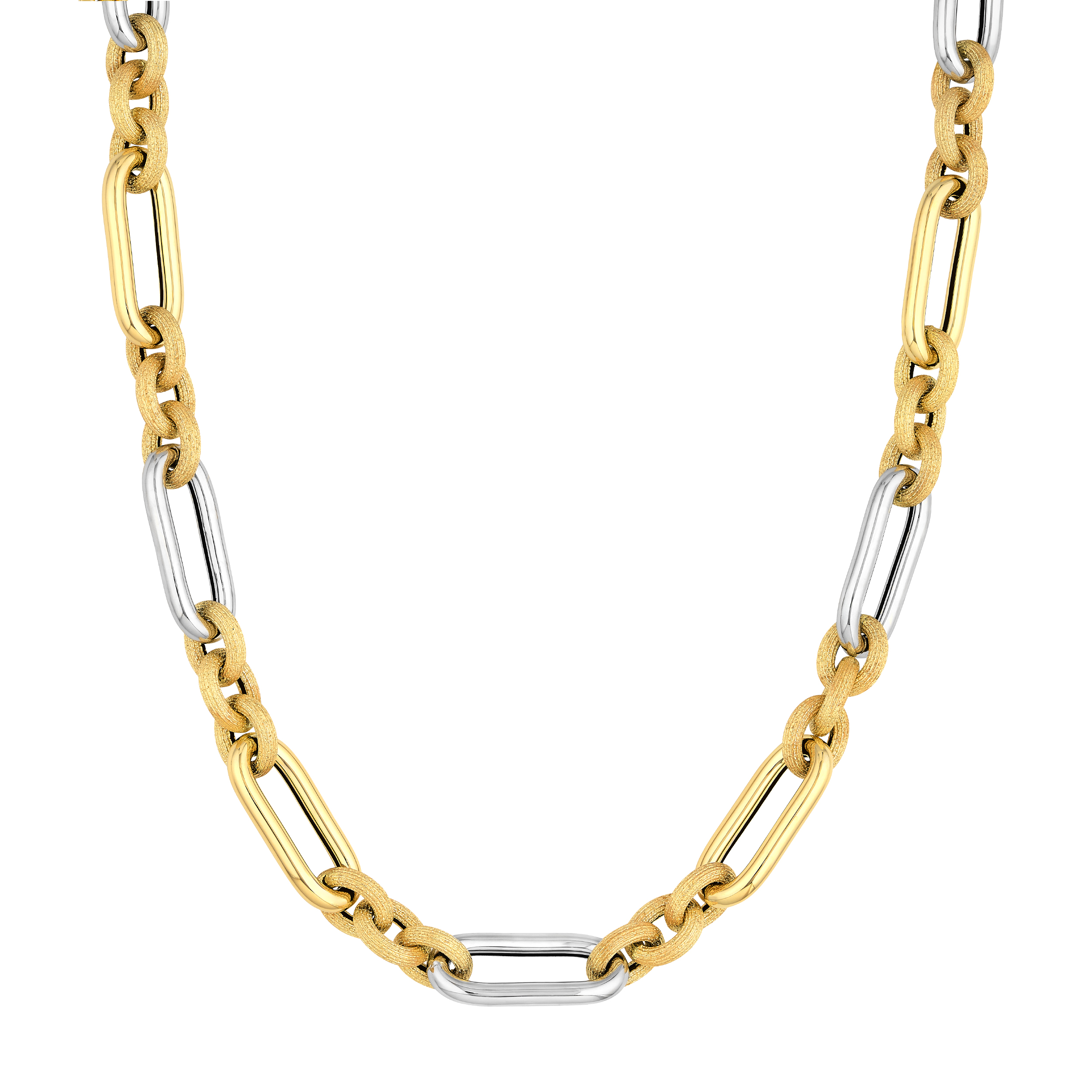 Two Tone Paperclip Brushed Chain